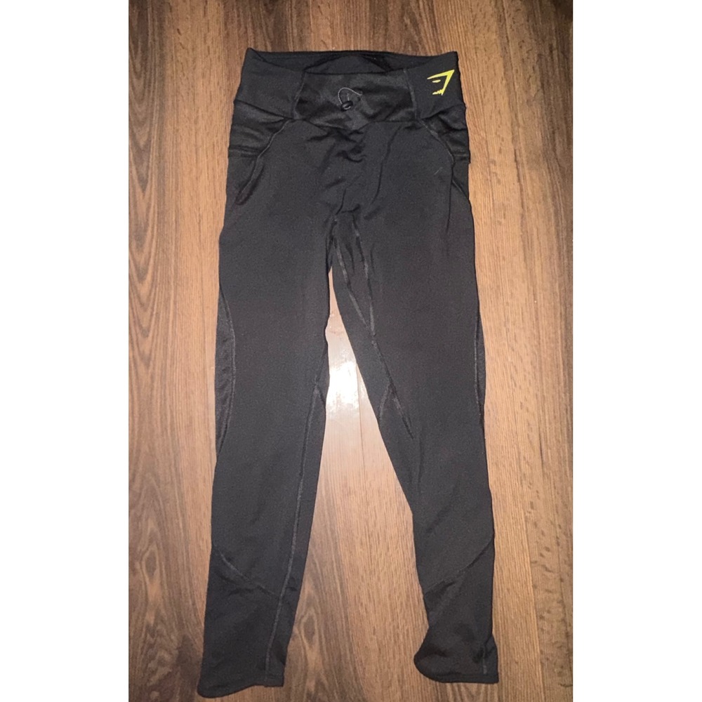 Gymshark Leggings Women S Black Compression Drawstring Athletic